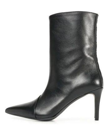Botine femei,  piele naturala, negrudwqfw, Negru