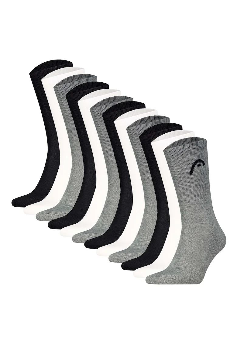 Set de sosete scurte cu logo pentru antrenament All Sports - 12 perechi, Alb/Negru/Gri