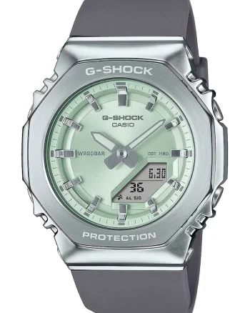 Ceas analog si digital cu o curea din silicon G-Shock, Argintiu/Gri inchis