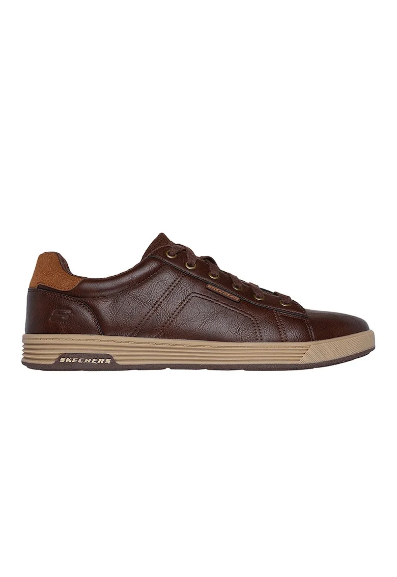 Pantofi sport low-cut din material sintetic cu sireturi, Maro inchis