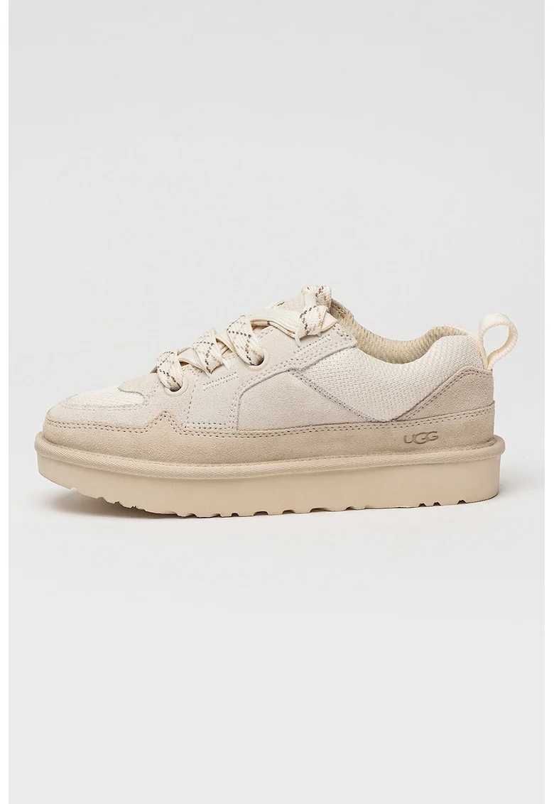 Pantofi sport din piele intoarsa si plasa Lo Lowmel, Bej deschis