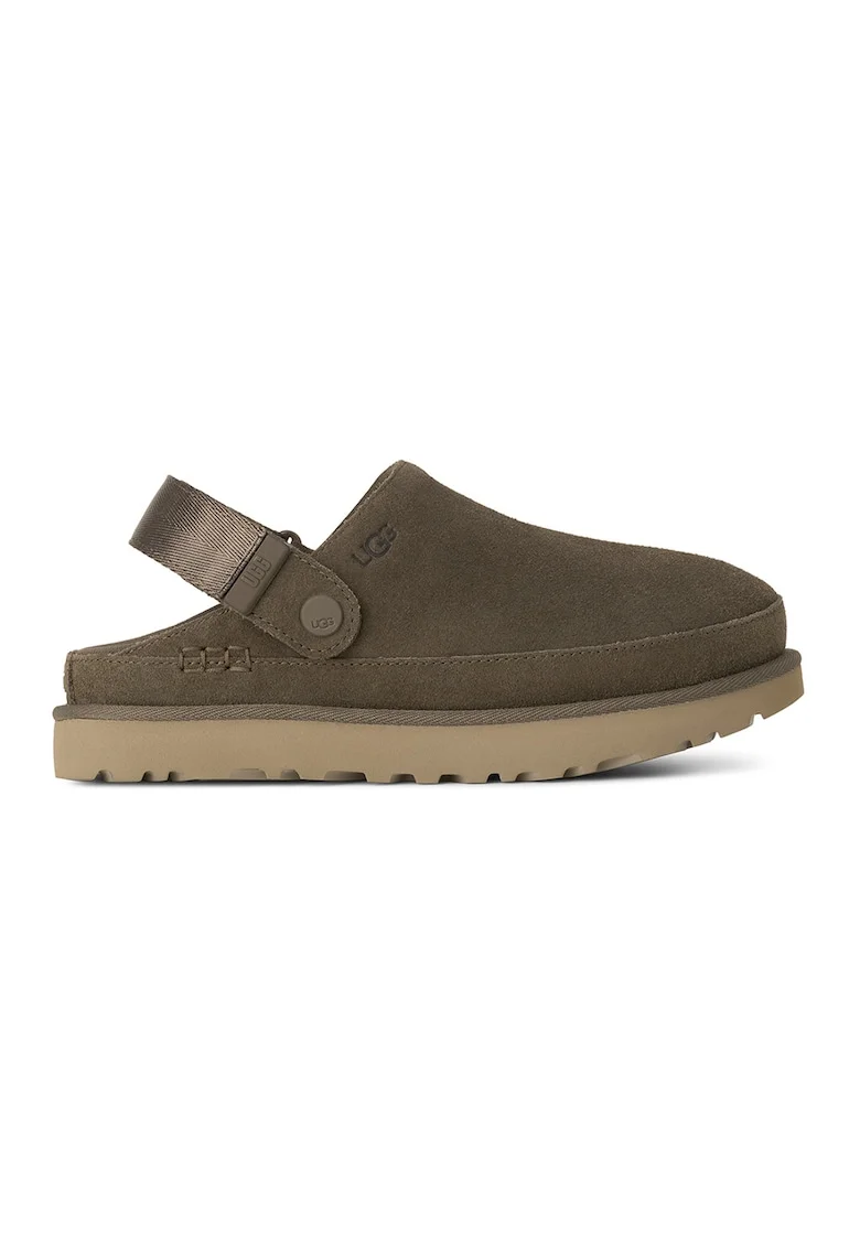 Saboti din piele intoarsa cu bareta slingback Goldenstar, Kaki
