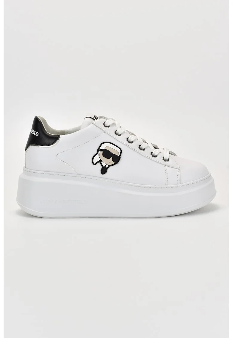Pantofi sport de piele cu logo, Alb