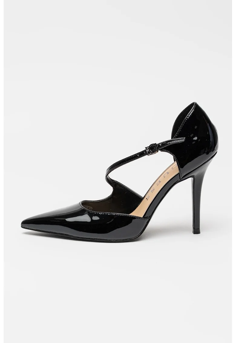 Pantofi de piele ecologica cu toc, Negru