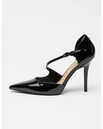 Pantofi de piele ecologica cu toc, Negru