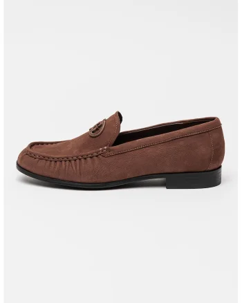 Pantofi loafer uni de piele intoarsa, Maro cognac