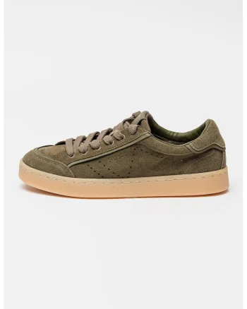 Pantofi sport de piele intoarsa cu logo, Verde stins