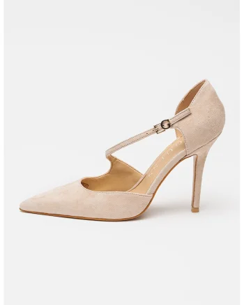 Pantofi de piele cu toc, Bej