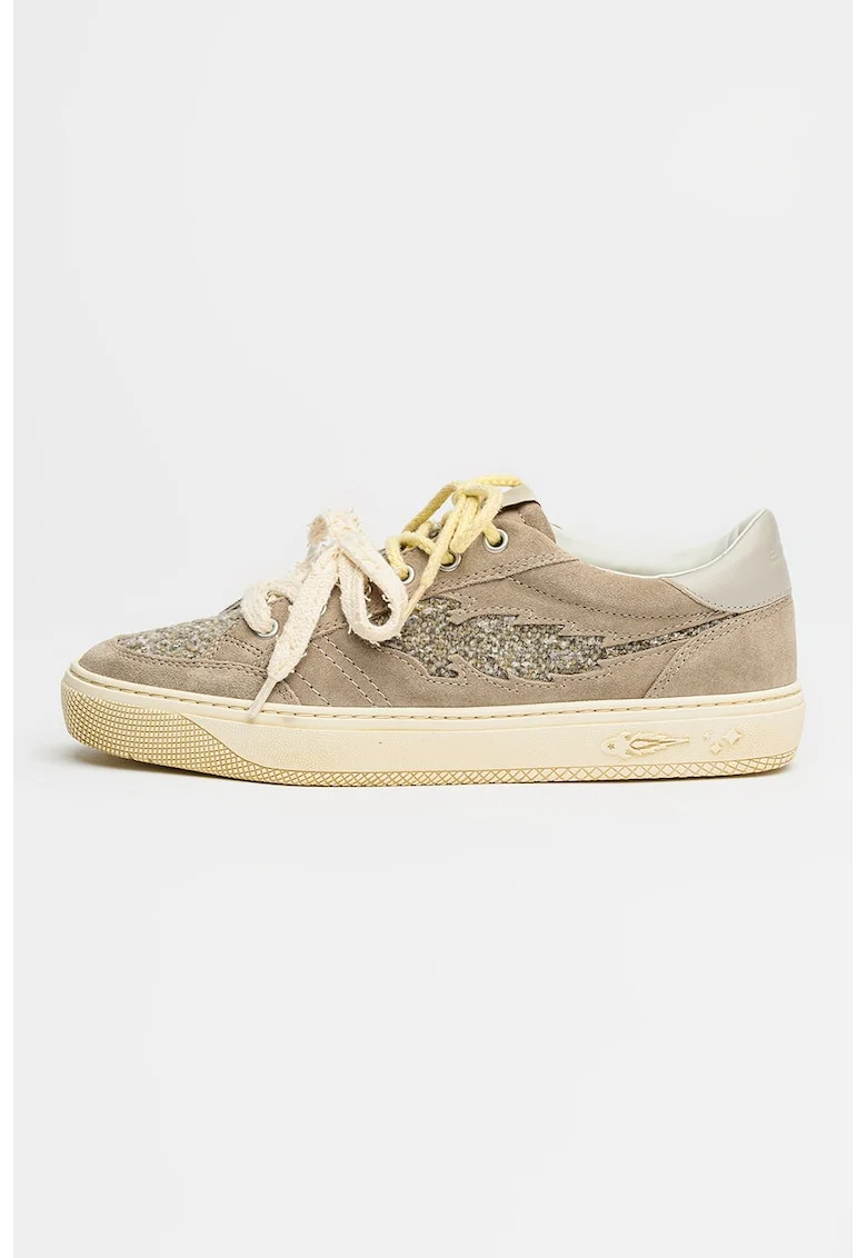 Pantofi sport cu insertii de piele intoarsa Jupiter Rocket 6, Maro taupe inchis