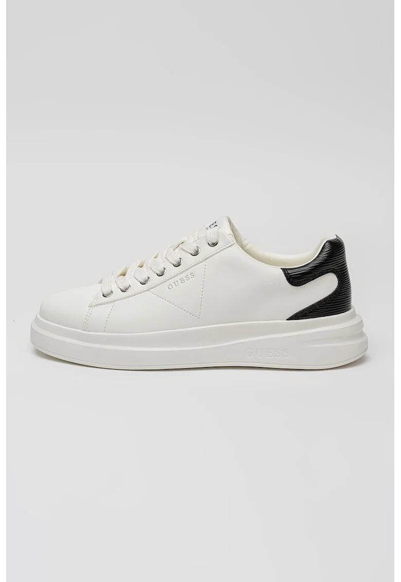 Pantofi sport cu varf rotund si sireturi, Negru/Alb optic