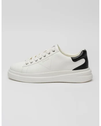 Pantofi sport cu varf rotund si sireturi, Negru/Alb optic