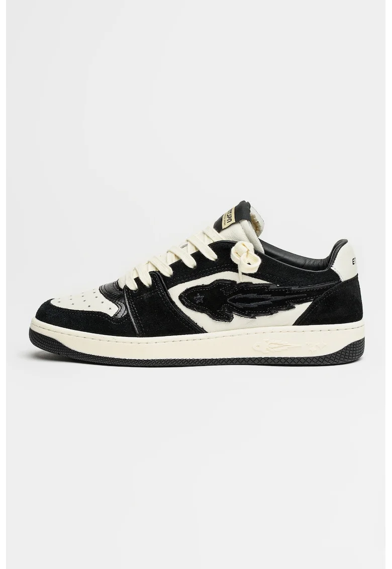 Pantofi sport low-cut din denim Jupiter Rocket 7, Alb/Negru