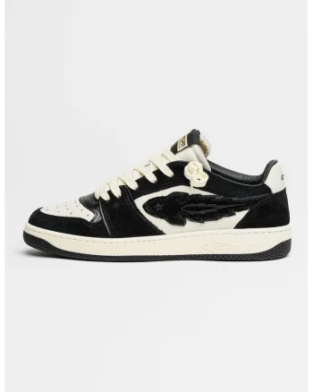 Pantofi sport low-cut din denim Jupiter Rocket 7, Alb/Negru