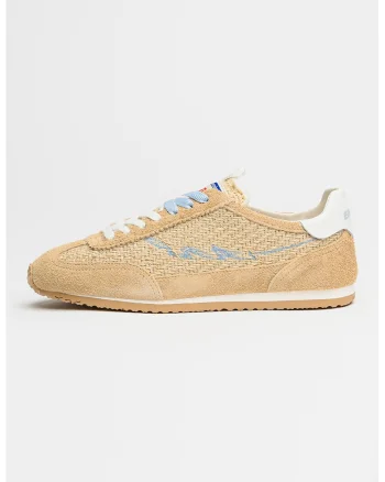 Pantofi sport de panza tesuta si piele intoarsa '61, Bej inchis