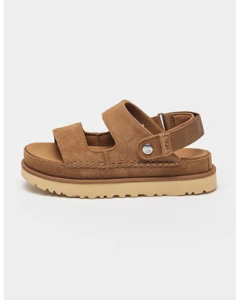 Sandale din piele intoarsa cu velcro Goldenstar, Maro