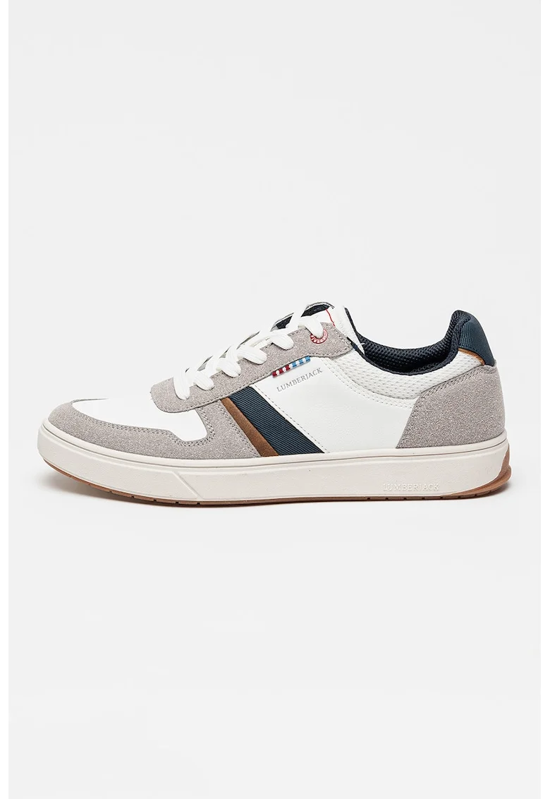 Pantofi sport cu logo, Gri/Alb murdar
