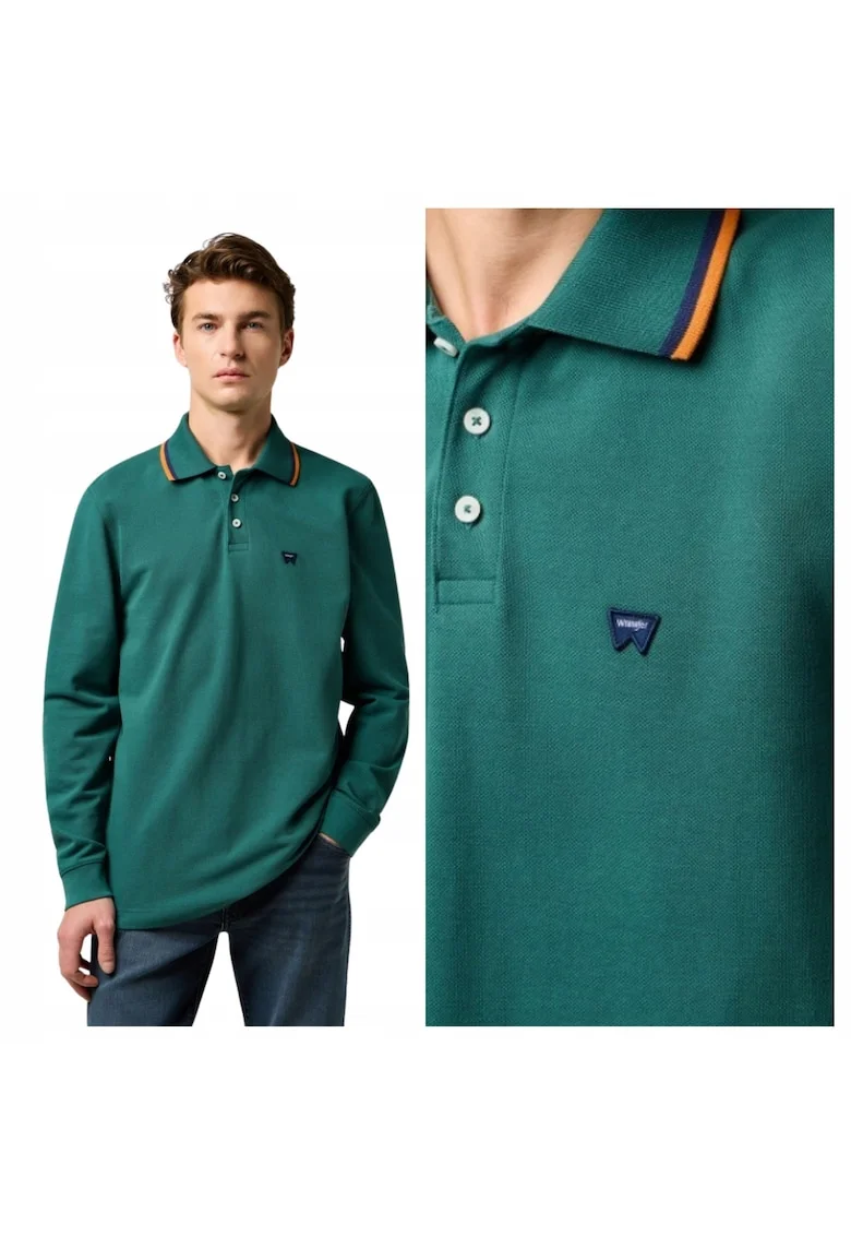 Tricou Polo Barbati,  Bistro Green, S INTL, Verde, Regular Fit, Bumbac, Design Clasic Casual, Ideal Pentru Uz Zilnic, Maneca Lunga