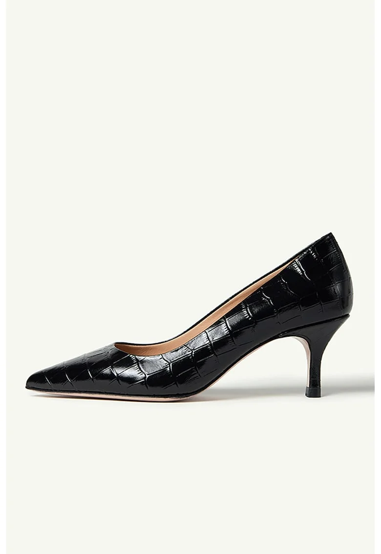 Pantofi de piele cu varf ascutit Julie, Negru stins