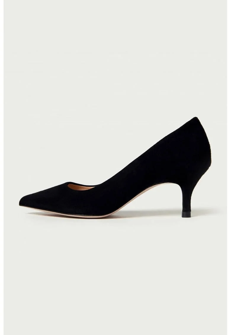 Pantofi de piele cu varf ascutit Julie, Negru/Negru stins