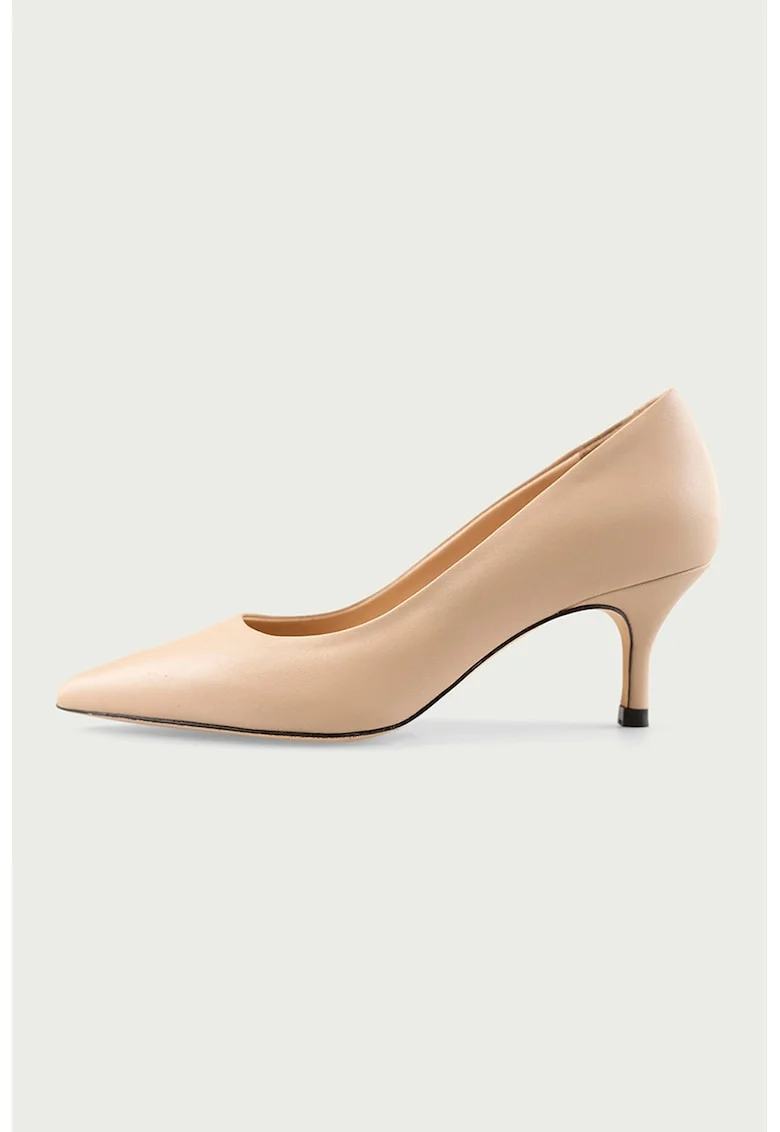 Pantofi de piele cu varf ascutit Julie, Crem