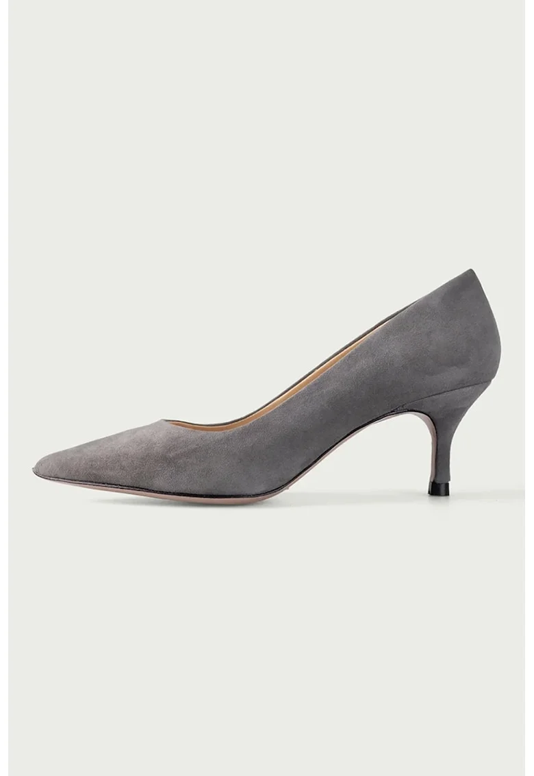Pantofi de piele cu varf ascutit Julie, Gri