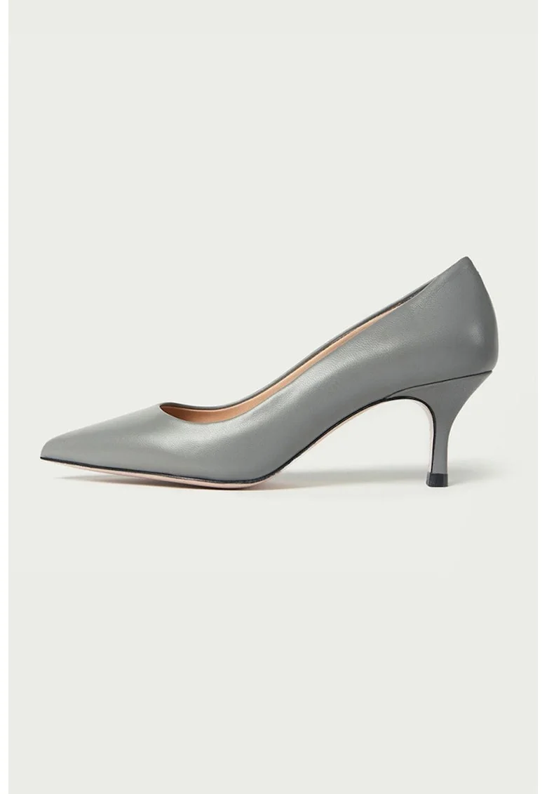Pantofi de piele cu varf ascutit Julie, Gri/Gri cenusiu