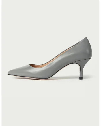 Pantofi de piele cu varf ascutit Julie, Gri/Gri cenusiu