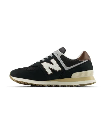 Pantofi sport 574 din piele intoarsa si plasa, Negru/Maro
