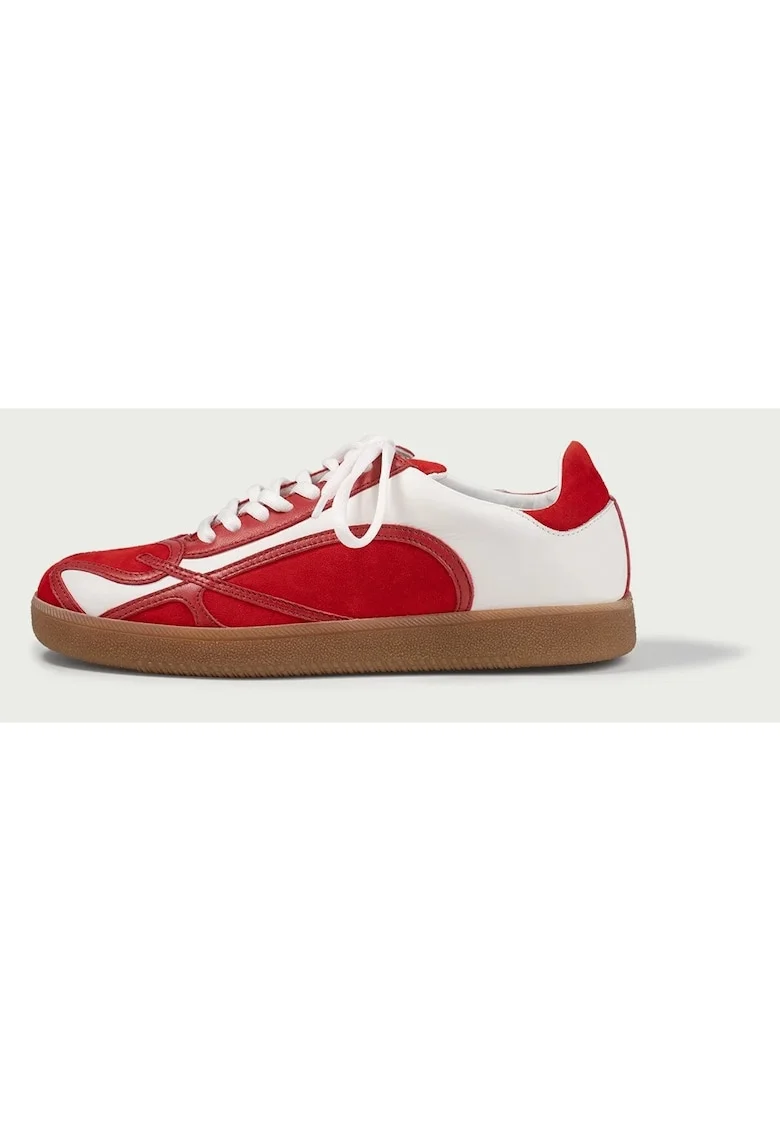 Pantofi sport, Alma 001, din piele naturala, Rosu/Alb