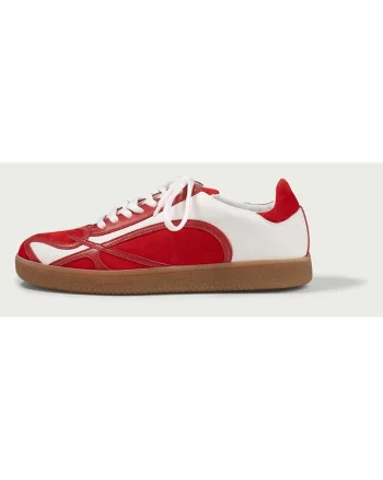 Pantofi sport, Alma 001, din piele naturala, Rosu/Alb