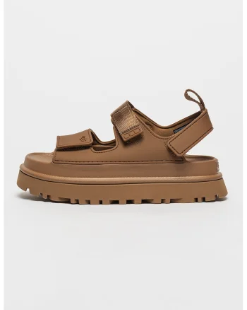 Sandale cu inchidere velcro Golden Glow, Maro inchis