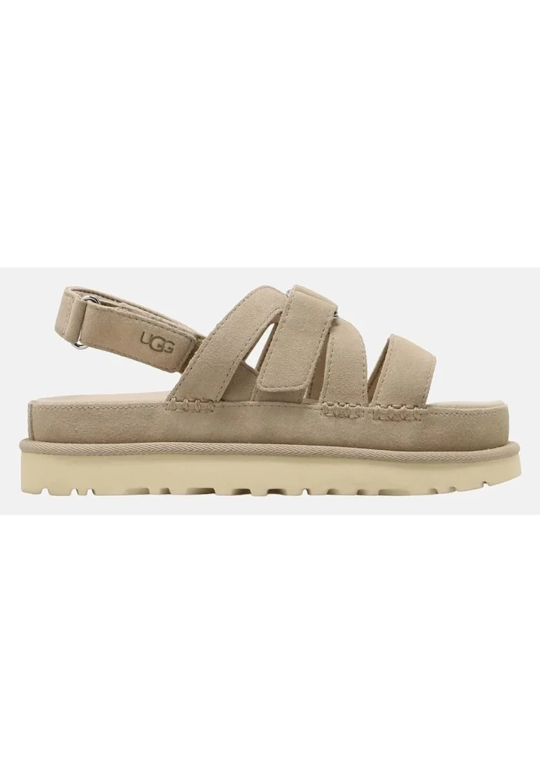 Sandale flatform din piele intoarsa Goldenstar Gleam