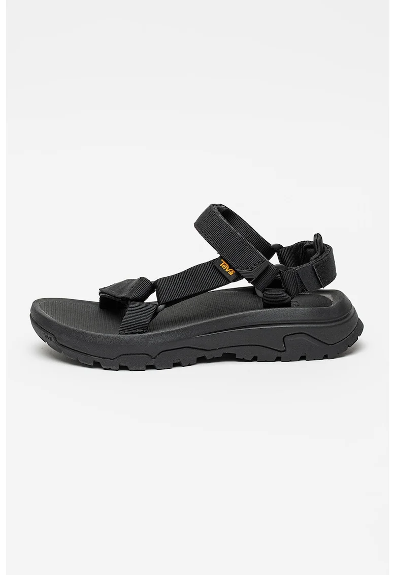 Sandale cu talpa wedge si inchidere velcro Hurricane, Negru