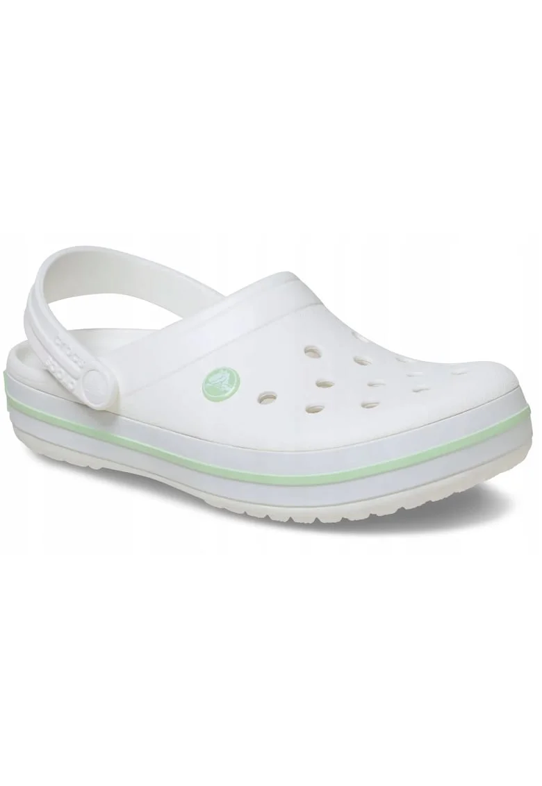 Crocband, alb cu verde, material sintetic, Alb