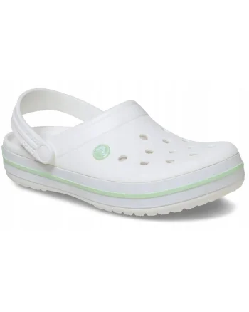 Crocband, alb cu verde, material sintetic, Alb