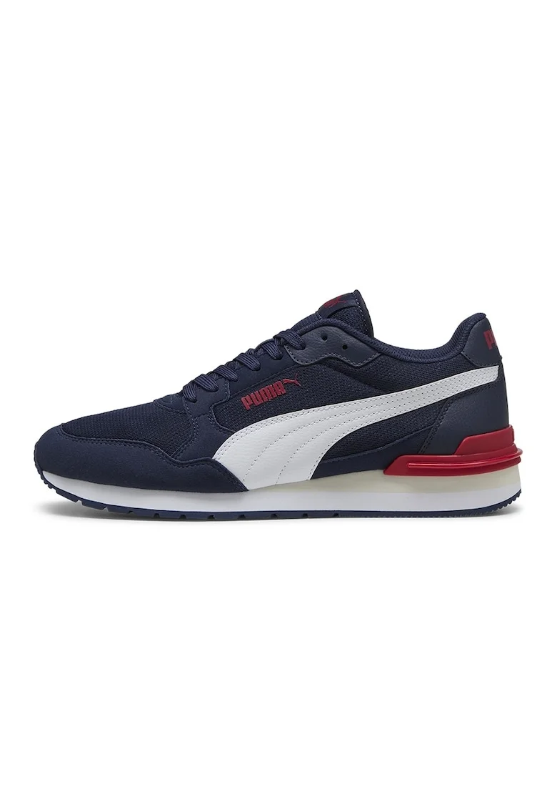 Pantofi sport ST Runner v4 de plasa cu garnituri de piele ecologica, Rosu/Albastru inchis