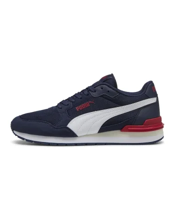Pantofi sport ST Runner v4 de plasa cu garnituri de piele ecologica, Rosu/Albastru inchis