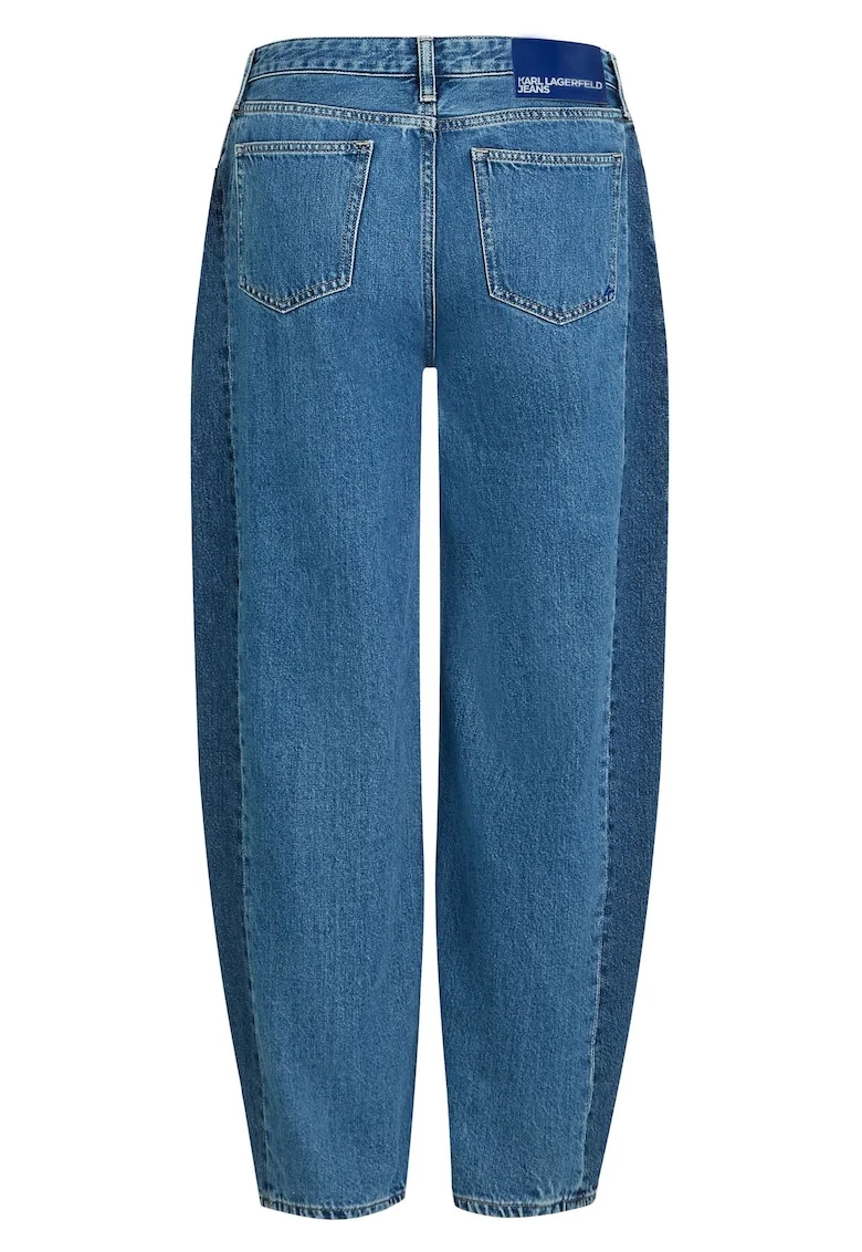 Blugi barrel fit cu model color-block,