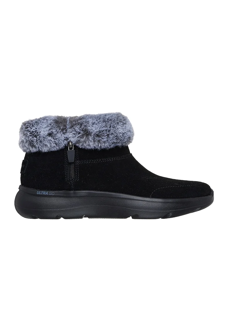 Ghete din piele intoarsa cu blana sintetica On The Go Encore, Negru