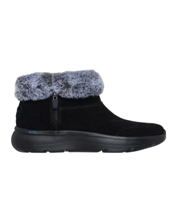 Ghete din piele intoarsa cu blana sintetica On The Go Encore, Negru