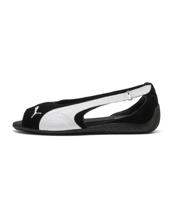 Sandale din piele intoarsa cu talpa joasa Speedcat, Alb/Negru