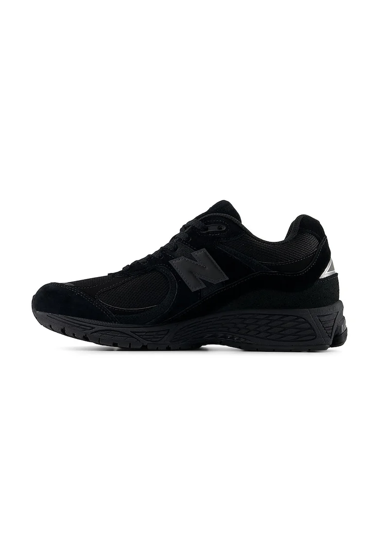 Pantofi sport low-cut cu garnituri din piele intoarsa, Negru