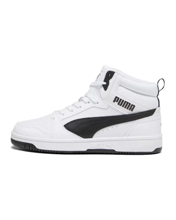 Pantofi sport mid-high din piele ecologica Rebound, Alb/Negru