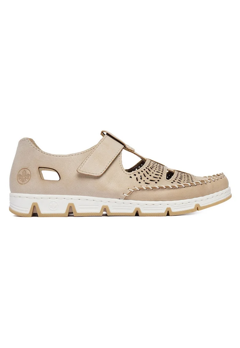 Pantofi dama  bej, piele naturala, velcro,