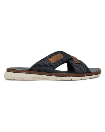 Papuci barbati,  bleumarin, textil, piele ecologica,
