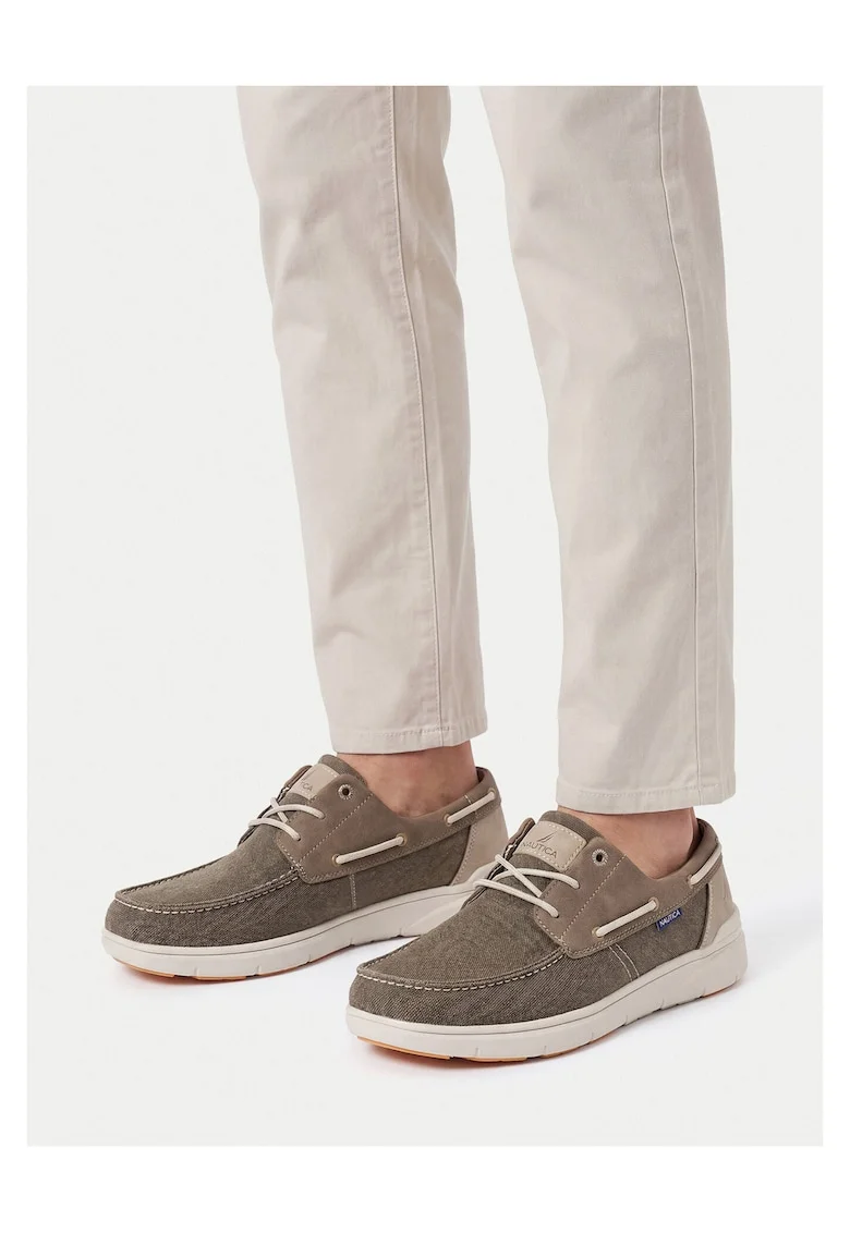 Pantofi barbatesti  casual, maro, textil, inchidere cu siret,