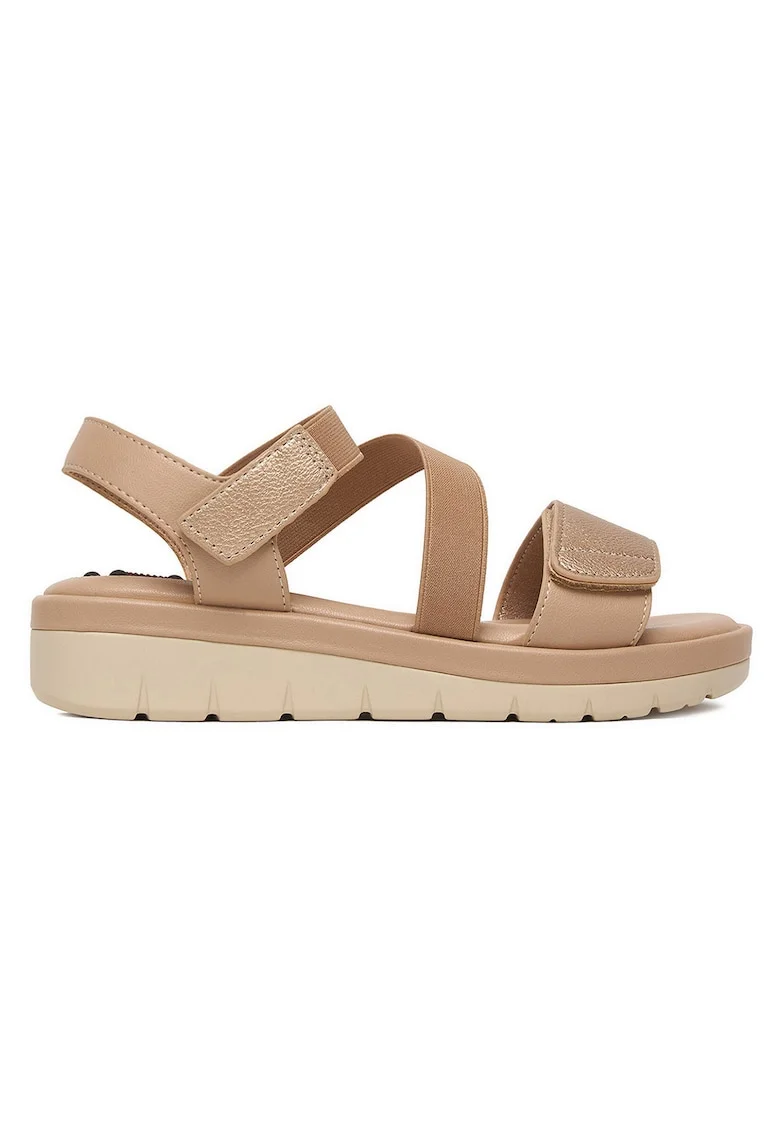 Sandale dama  roz, piele ecologica, talpa groasa, sistem inchidere velcro,