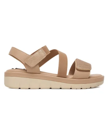Sandale dama  roz, piele ecologica, talpa groasa, sistem inchidere velcro,