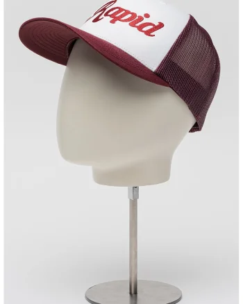 Sapca trucker unisex pentru fotbal Retro, Alb/Visiniu
