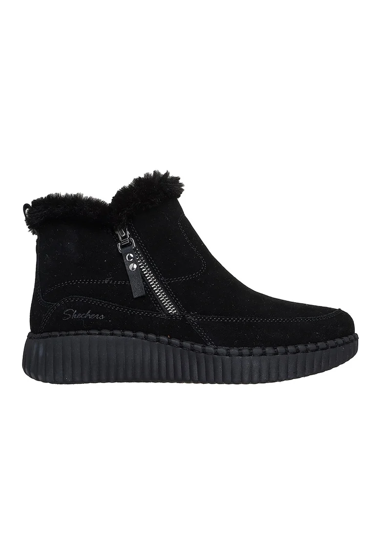 Ghete din piele intoarsa Wilshire Blvd cu talpa wedge